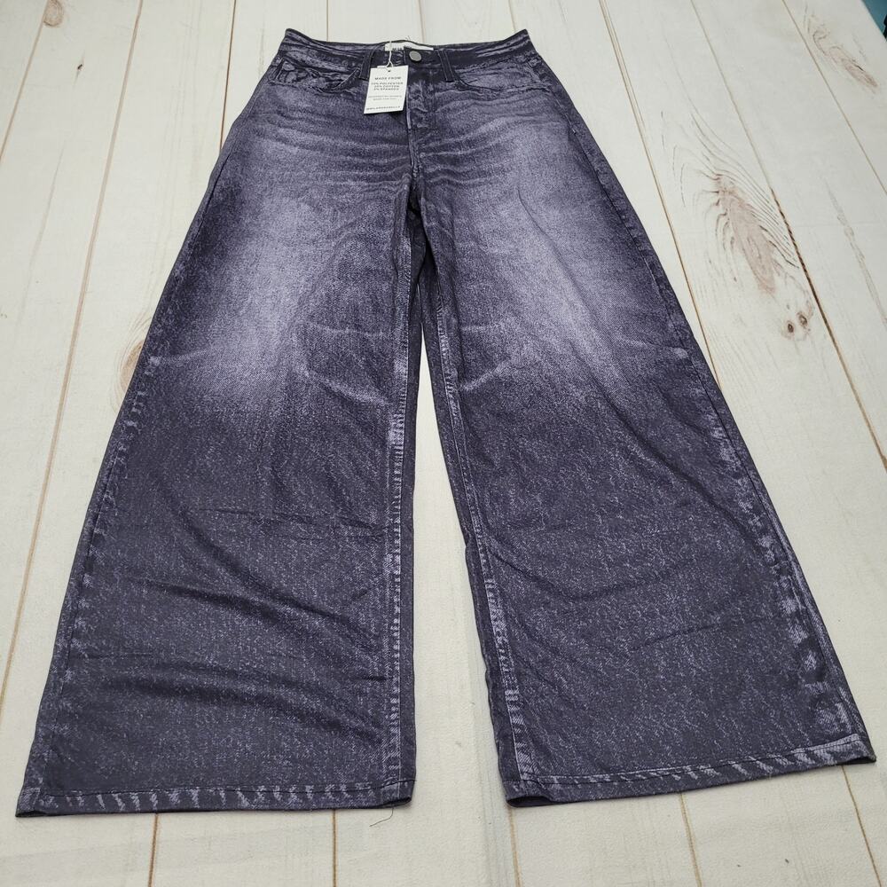 Mila Rosabella sweatpant printed jeans wide leg dark wash small